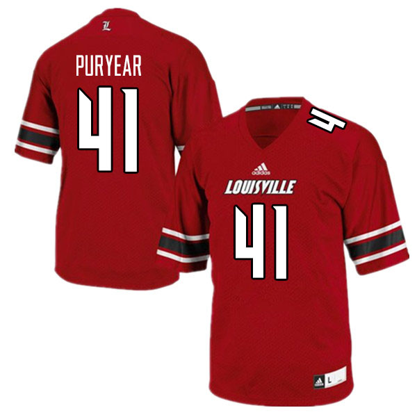 Men #41 Ramon Puryear Louisville Cardinals College Football Jerseys Sale-Red